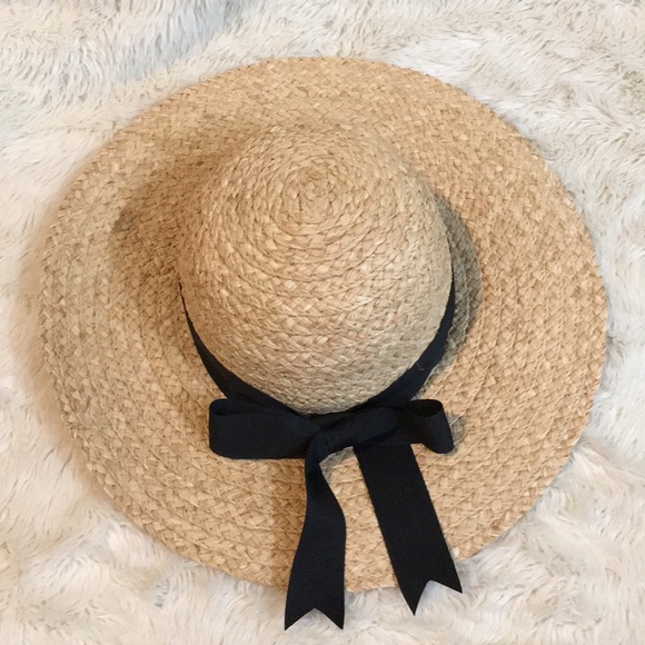 turner Accessories - Billed straw floppy hat black bow